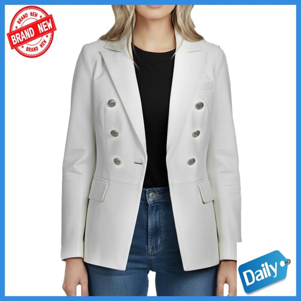 Genuine Lambskin Leather Blazer Jacket Double Breasted Women's Coat